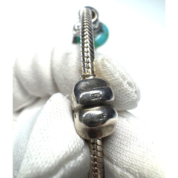 Pandora Sterling Silver Charm Bracelet With Beads & Charms - Picture 7 of 8